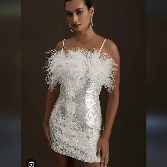 Audrey Adele Adelaide Feather & Sequin Mini Dress - Picture 3 of 11